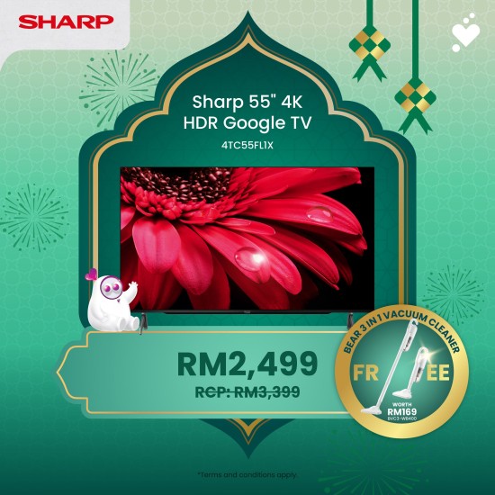 (PROMO) SHARP AQUOS 55 inch 4K UHD Google TV - 4TC55FL1X