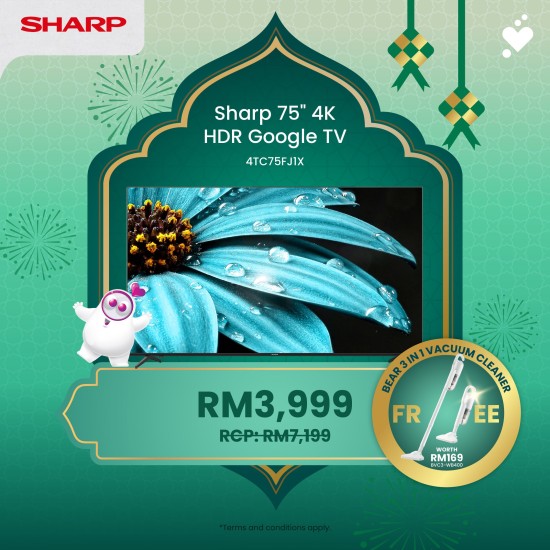 (PROMO) SHARP 75 Inch 4K UHD Google TV - 4TC75FJ1X