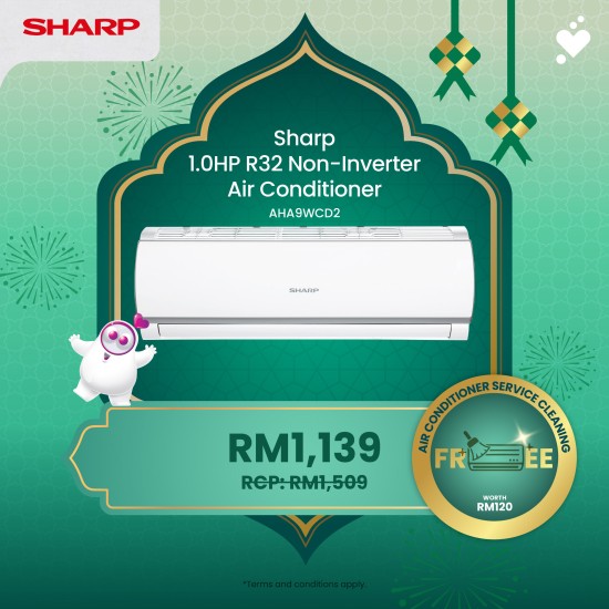 (PROMO) SHARP R32 Non-Inverter Air Conditioner - AHA9WCD2