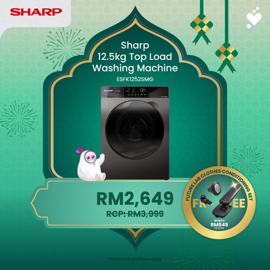 (PROMO) SHARP 12.5kg Front Load Washing Machine - ESFK1252SMG