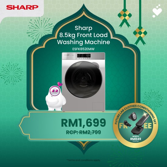 (PROMO) SHARP 8.5kg Front Load Washer - ESFK852EMW