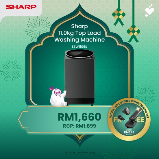 (PROMO) SHARP 11kg No Hole Washing Machine - ESW1109S