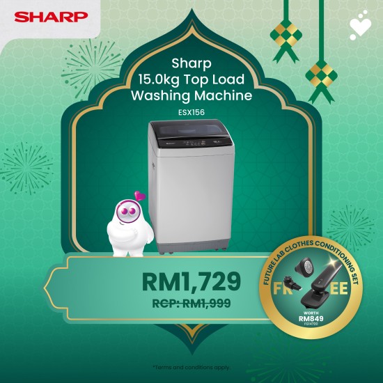 (PROMO) SHARP 15kg Full Auto Washing Machine - ESX156