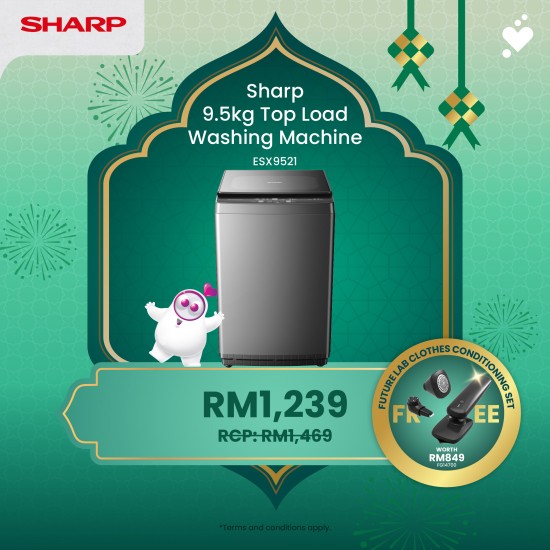 (PROMO) SHARP 9.5kg Full Auto Washing Machine - ESX9521