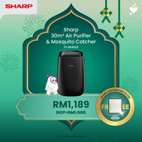 (PROMO) SHARP 30m² Plasmacluster Technology Air Purifier with Mosquito Catcher - FPJM40LB