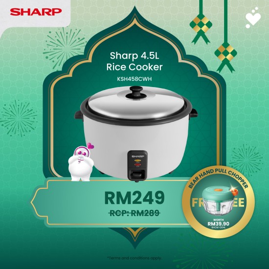 (PROMO) SHARP 4.5L Rice Cooker - KSH458CWH