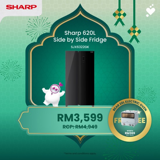 (PROMO) SHARP 620L Side by Side Refrigerator - SJX6322GK