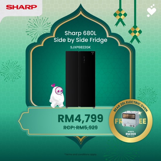 (PROMO) SHARP 680L Side by Side Refrigerator - SJXP6822GK