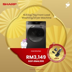 (PROMO) SHARP 10.5kg /7kg , J-Tech Inverter Front Load Washer Dryer - ESDK1054PMS