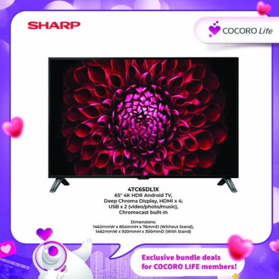 SHARP 65" 4K HDR Android TV, 4TC65DL1X