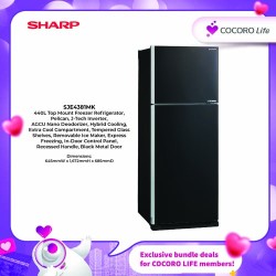 SHARP 440L Top Mount Freezer Refrigerator, SJE4381MK