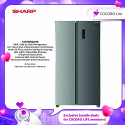 SHARP 680L Side by Side Refrigerator, SJXP6822MS