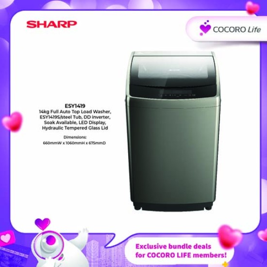 SHARP 14kg Full Auto Top Load Washer, ESY1419