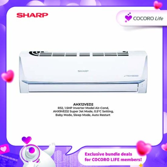 SHARP R32, 1.5HP Inverter Model Air-Cond, AHX12VED2