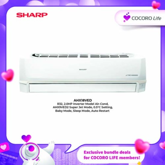 SHARP R32, 2.0HP Inverter Model Air-Cond, AHX18VED