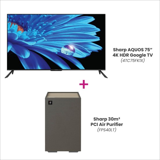 Bundle Set C (SHARP AQUOS 75" 4K HDR Google TV, SHARP 30m2 PCI Air Purifier)