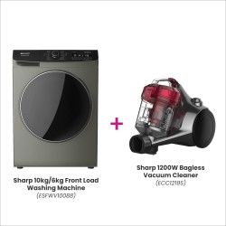 Bundle Set D (SHARP 10kg/6kg Front Load Washing Machine, SHARP 1200W Bagless Vacuum Cleaner)