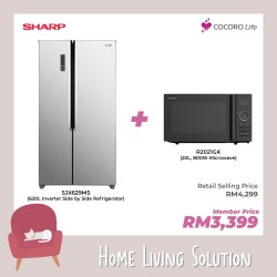 Sharp 620L Side By Side Refrigerator + Sharp 20L Microwave Oven