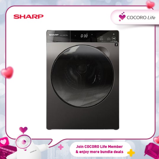 (PROMO) SHARP 10.5kg /7kg , J-Tech Inverter Front Load Washer Dryer - ESDK1054PMS