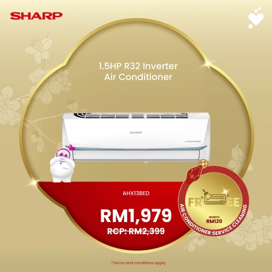 (CNY) SHARP 1.5HP Inverter Air Conditioner - AHX13BED