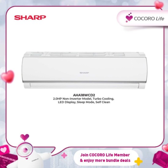 SHARP 2.0HP R32 Non-Inverter Air Conditioner, AHA18WCD2