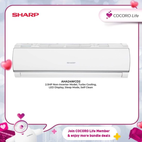 SHARP 2.5HP R32 Non-Inverter Air Conditioner, AHA24WCD2