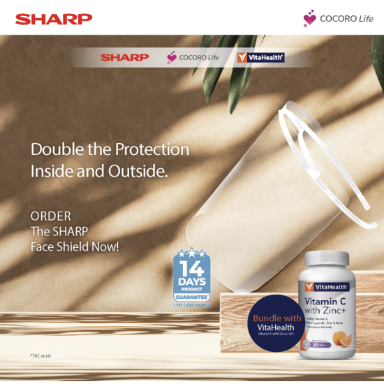 Sharp Face Shield bundle with Vitahealth Vitamin C with Zinc+ 30's