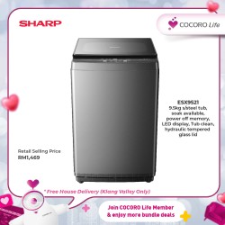 SHARP 9.5kg Full Auto Washing Machine, ESX9521