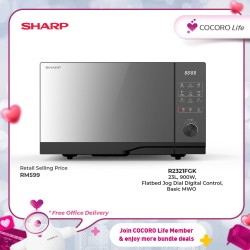SHARP 23L Digital Dial Flatbed Microwave Oven, R2321FGK