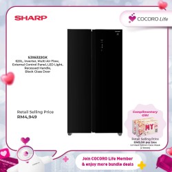 SHARP 620L Side by Side Refrigerator, SJX6322GK