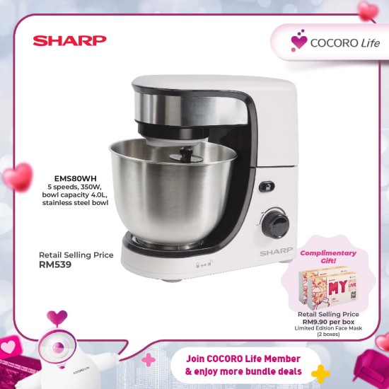 SHARP 350W Stand Mixer, EMS80WH