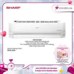SHARP 1.5HP J- Tech Inverter Air Conditioner, AHX12VED2