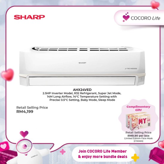 SHARP 2.5HP J- Tech Inverter Air Conditioner, AHX24VED