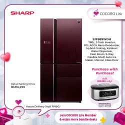SHARP 780L Hikaru Refrigerator, SJF889WGM