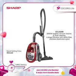 SHARP 2000W Bagless Vacuum Cleaner, ECLS20R