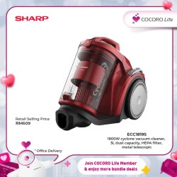 SHARP 1800W Bagless Vacuum Cleaner, ECC1819R