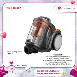 SHARP 2200W Bagless Vacuum Cleaner, ECC2219N