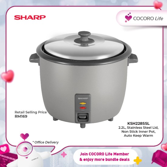 SHARP 2.2L Rice Cooker, KSH228SPK