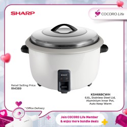 SHARP 6.6L Rice Cooker, KSH668CWH