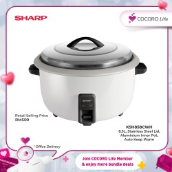 SHARP 8.5L Rice Cooker, KSH858CWH