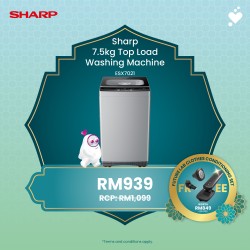 (PROMO) SHARP 7kg Full Auto Top Load Washer - ESX7021