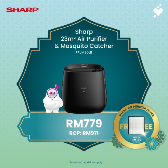 (PROMO) SHARP 23m² Plasmacluster Technology Air Purifier with Mosquito Catcher - FPJM30LB