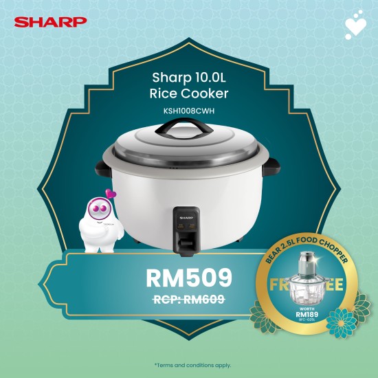 (PROMO) SHARP 10.0L Rice Cooker - KSH1008CWH