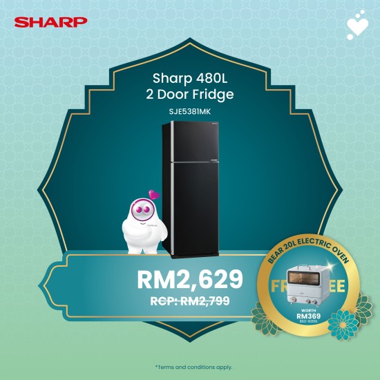 (PROMO) SHARP 480L Pelican Refrigerator - SJE5381MK